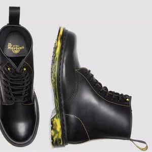 NWT Dr. Martens 1460 Yellow Marbled Sole Leather Lace Up W Sz 6 $170